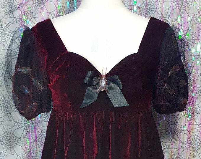 COCKROACH Sleeves BLOOD Red VELVET Babydoll Dress Etsy