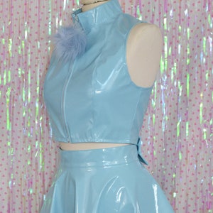 PASTEL PVC 2 piece pom pom powder puff set BLUE
