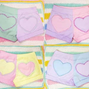 Mix & match colour block Heart Breaker PASTEL FRILL SHORTS - choose your colours!