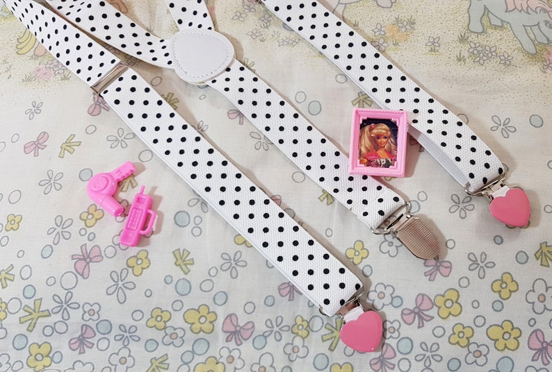 SPANK pop kei style polka dot heart BRACES SUSPENDERS