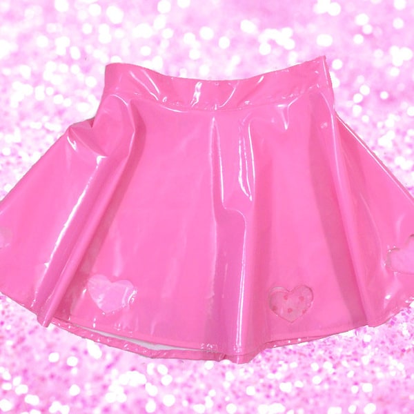 Bubble Goth Princess PVC heart cut out skater SKIRT PINK