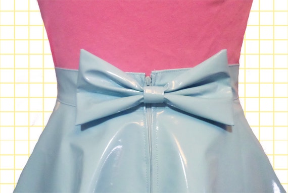 Pastel BLUE PVC Skater Skirt With Removable BOW Back Etsy Canada