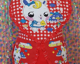 Lovely Chuu super kitsch red PVC frill HEART OVERALL <3