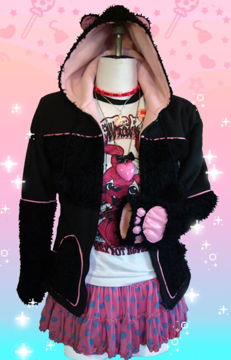 Japan Style Kawaii Hoodies Cute Ears Hooded Sweatshirt Harajuku Anime Cartoon Printed Funny 