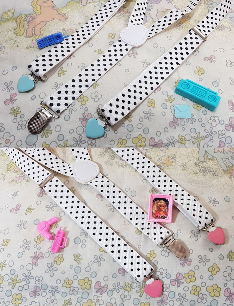 SPANK pop kei style polka dot heart BRACES SUSPENDERS