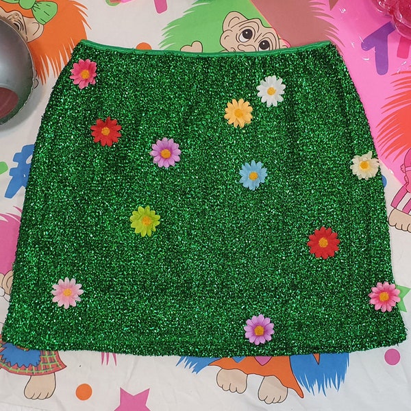 Kitsch KEEP off the GRASS sparkle mini SKIRT