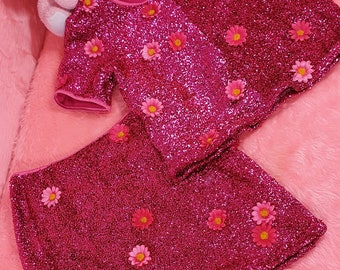 PINK ltd edition! Keep off the grass sparkle t-shirt TOP and mini SKIRT set!