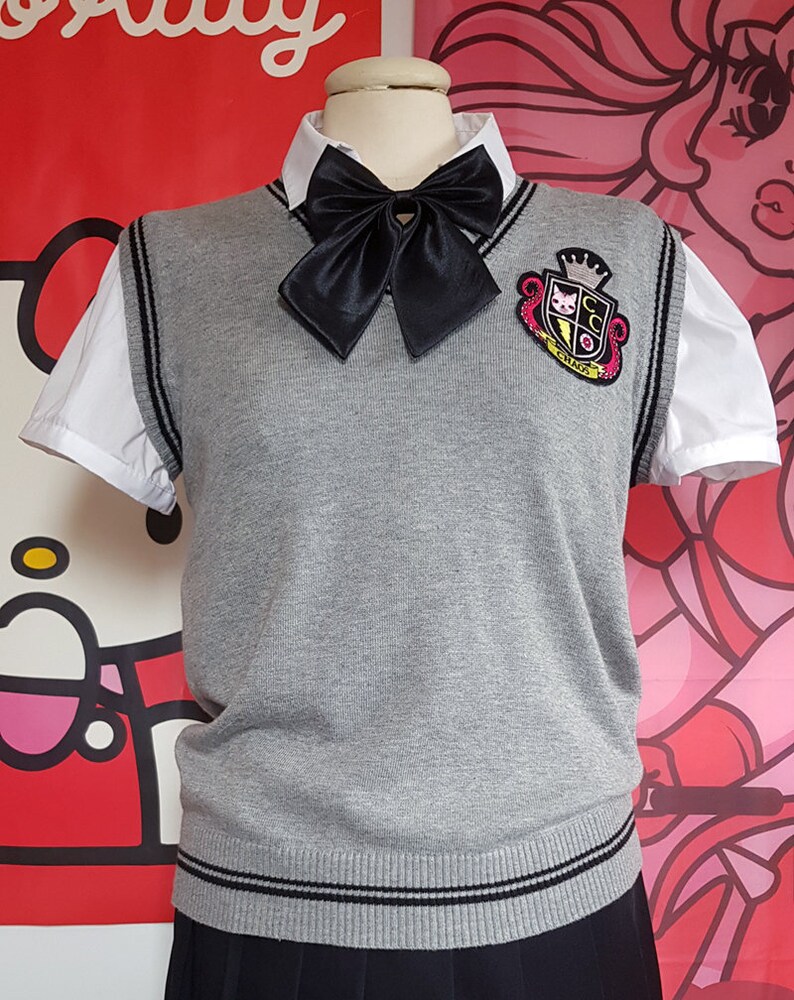 2 Piece JAPANESE SCHOOL UNIFORM Vest and Bow Set Etsy