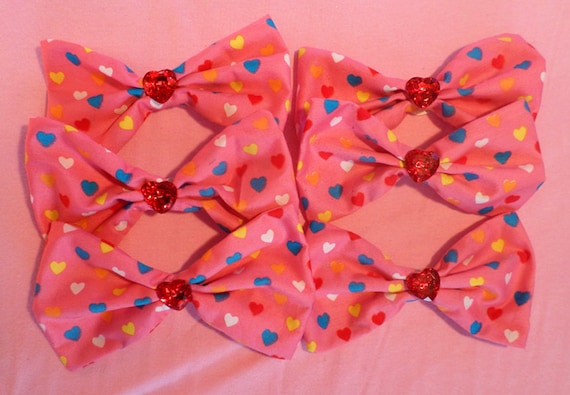Candy Heart Hair Bow, Pastel Goth Bow, Valentines Day Gift, Cute