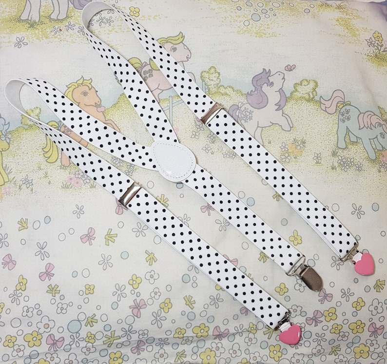 SPANK pop kei style polka dot heart BRACES SUSPENDERS