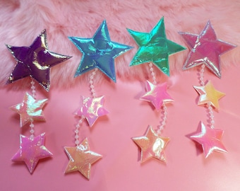 Pinza para el pelo colgante con forma de ESTRELLAS fugaces iridiscentes de HADA