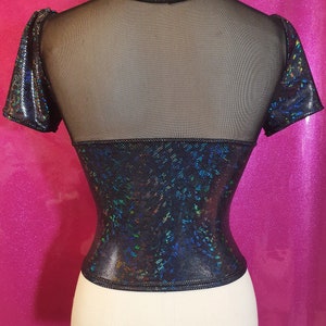 Holographic BLACK Holo DISCO TITS Sheer Sparkle Top and Skirt Set - Etsy