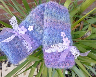 Romantic Lace Mohair fingerless gloves , mittens,Fairy - Kei,Lolita,Festivals One of kind .Wristwarmer