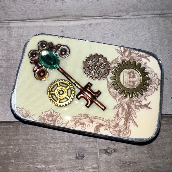 HANDMADE ALTOID TINS, Steam Punk Gift Boxes, Gift Card Tins, Mini Gift Boxes, Jewelry Gift Tin, Trinket Tins, One Of A Kind Decorative Tins