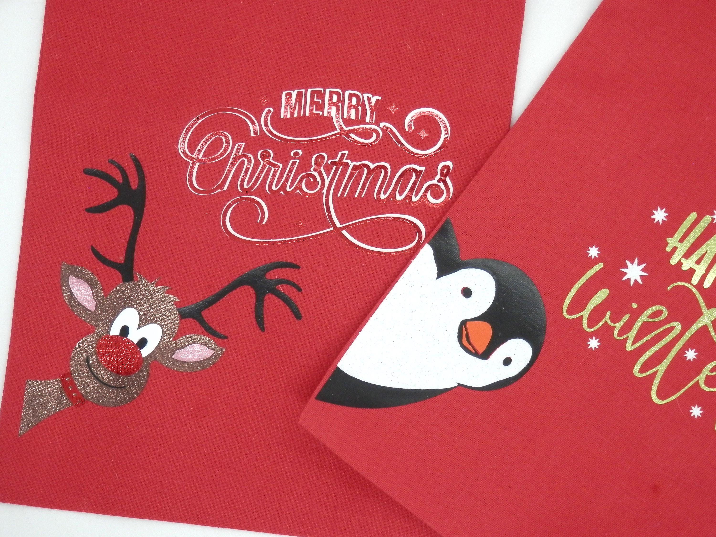 6 sacchetti natalizi di Natale, sacchetti, di Babbo Natale, per regali di caramelle, decorazioni, Babbo, cervo rosso, pinguino