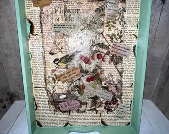 PLATEAU DE DÉCOUPAGE, Plateau ROMANTIQUE, Plateau de service, Plateau de table basse, Plateau shabby chic, Cadeaux de pendaison de crémaillère, Plateau de découpage floral, Plateau de cuisine