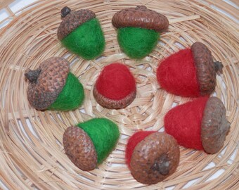 ACORNS HANDFELTED, ACORNS, Set of 8 Felted Acorns, Acorn Gifts, Felting, Forest Decor, Christmas Decor, Needle Felted Acorns, Forest Acorns