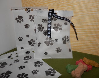 DOG TREAT GIFT Bags, Paper Food Bags, Food Gift Wrap, Dog Party Bags, Dog Bone Bags, Bakery Gift Bag, Dog Paw Treat Bags, Paw Print Bags