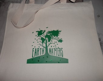 EARTH DAY BAG, Reusable Market Bag, Vegan Tote Bag, Happy Earth Day, Eco Friendly Totes, Earth Matters Bag, Save The Planet, Zero Waste Tote