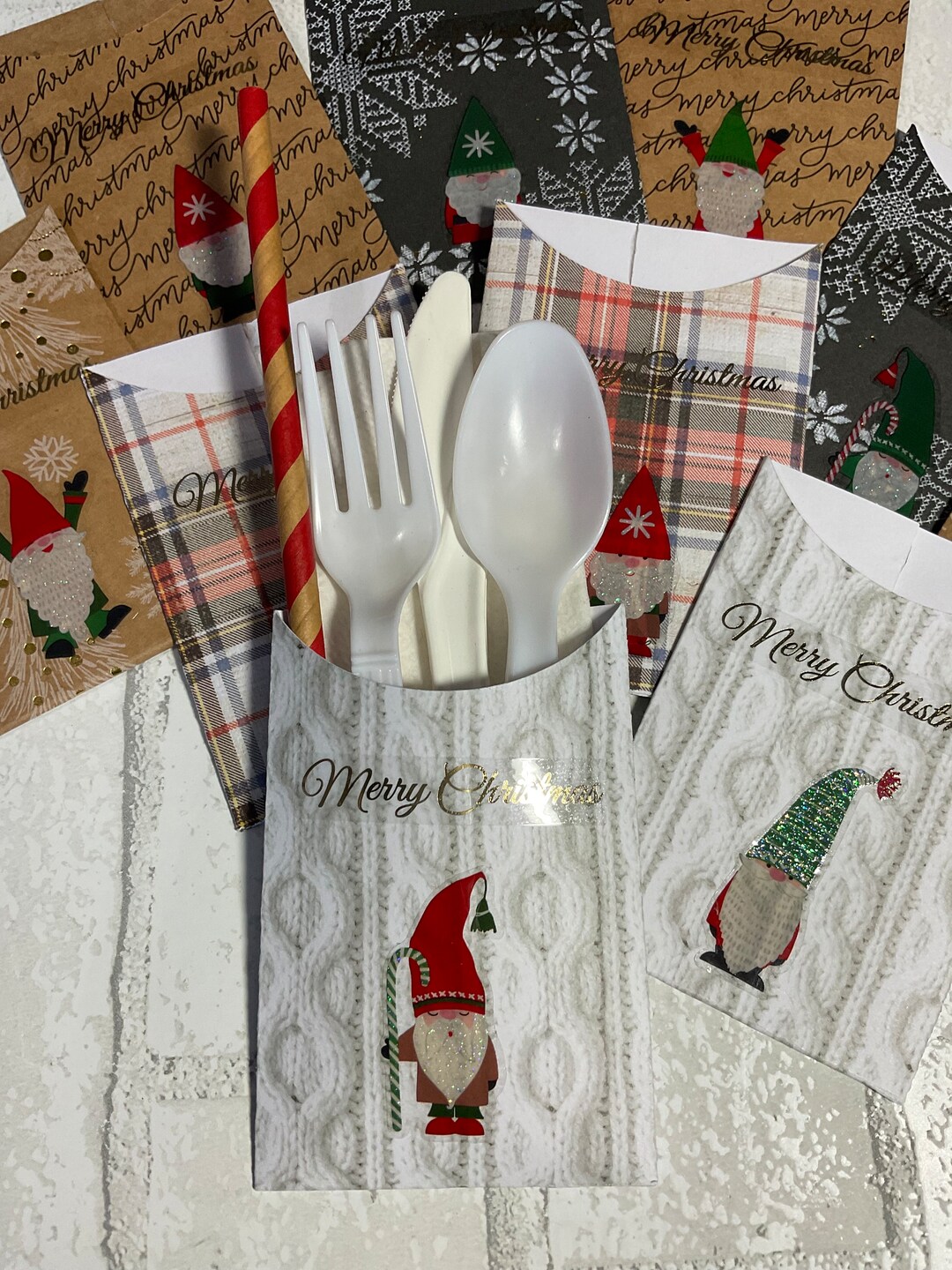 SILVERWARE HOLDERS Set If 10 Christmas Eve Party Christmas Etsy