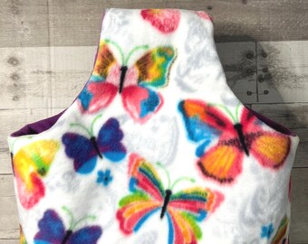 Handmade Fleece Yarn Bag Tote, Butterfly Craft Project Bag, Fluffy Craft Tote, Handmade Crochet Tote Bag, Shabby Chic Sewing Project Bag