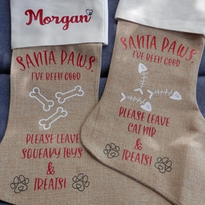 PET CHRISTMAS STOCKING, Personalized Pet Gifts, Personalized Stockings, Dog Christmas Stocking, Santa Paws Stockings, Cat Christmas Stocking