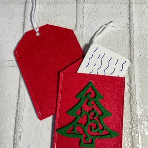 Porta-cartões de feltro, Porta-cartões de presente de Natal, Porta-cartões de presente de feltro, Porta-cartões de presente de feriado, Embrulho de presente, Porta-cartões de presente de árvore vermelha,