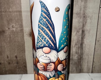 Holiday Gnome Tumbler, 30 Oz Christmas Drink Bottle, Fall Gnomes Tumbler, Sublimation Fall Tumbler, Fall Gift Bottles, Gnome Gift Tumblers
