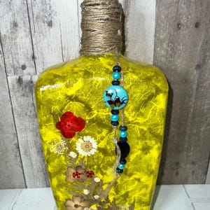DECOUPAGE LIQUOR BOTTLE, Upcycle Floral Bottle Art, Lighted Liquor Bottle, Shabby Chic Decor, Repurposed Decoupage Art, Housewarming Gifts,