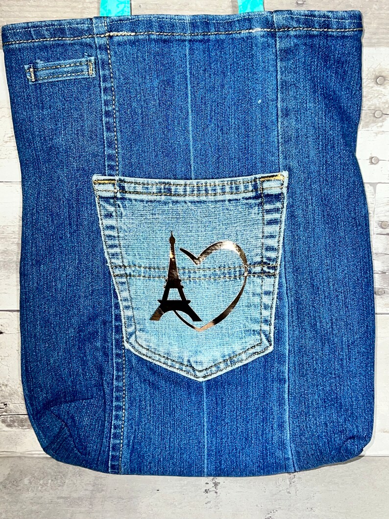 BLUE JEAN BAG, Denim Tote Bag, Denim Purse, Handmade Jean Tote, C'est