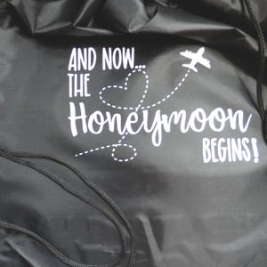 Honeymoon Begins Backpack, Bridal Couple Sling Back Travel Bag, Wedding Sling Backpack, Brides Backpack, Grooms Backpack, Wedding Bags