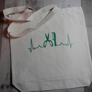 BEAUTICIAN TOTE BAGS, Beautician Heart Beat, Travel Bags, Beauty Products Tote, Hairdresser Tote Bag, Beauty School Totes, Cosmetologist Bag