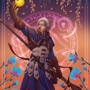 Carta de Tarô Khadgar Warcraft O Mágico World of Warcraft Dragonflight Presente para Jogador Arte de Parede Arte de Fantasia Decoração de Fantasia Presente para Geek