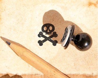 Pirate Skull Mini Rubber Stamp: Playful Scrapbooking Craft Stamp