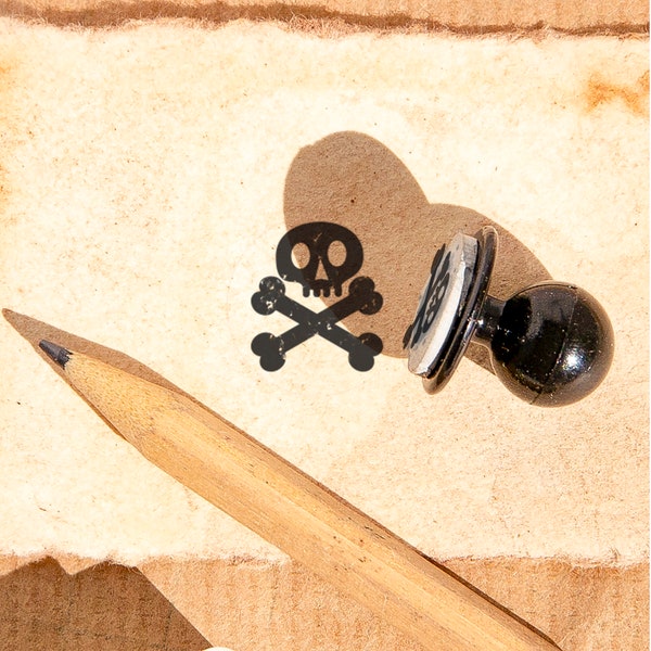 Pirate Skull Mini Rubber Stamp: Playful Stamp for Crafts and Scrapbooking - Unleash Your Inner Adventurer