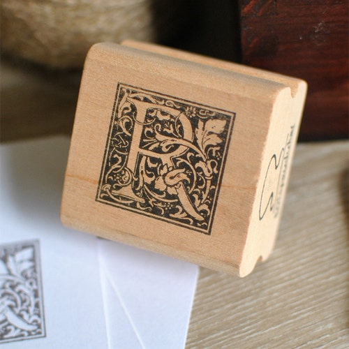 Letter R Rubber Stamp Monogram R Stamp Wood Mounted Rubber Etsy