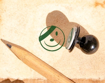 Smiley Face Mini Rubber Stamp: Small Stamp for Crafts. Spread Joy with this Playful Smiley Design.