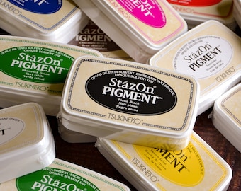 StazOn Pigment Ink Pad For Rubber Stamps - Tsukineko - Crisp Stamping