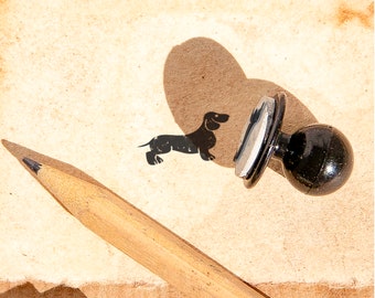 Small Rubber Stamp with Handle - Adorable DACHSHUND Design for Crafts, Scrapbooking, and DIY Projects