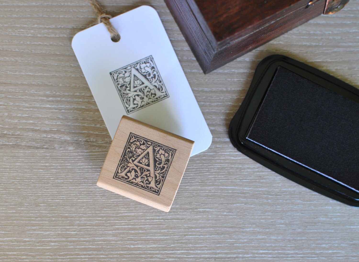 Letter A Rubber Stamp Monogram A Stamp Wood Mounted Rubber Etsy