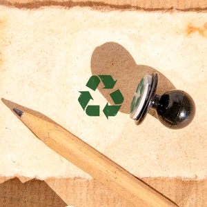 RECYCLE SYMBOL Mini Rubber Stamp: Small Stamp For Crafts. Promote Sustainability With This Eco-friendly Recycle Symbol