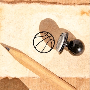 BASKETBALL Mini Rubber Stamp: Small Stamp for Crafts. Score Big with this Basketball-themed Design.