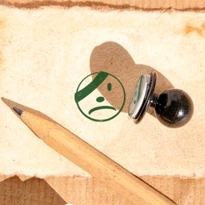 SAD FACE Mini Rubber Stamp: Small Stamp For Crafts. Convey Emotions With This Expressive Design