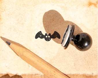 Mini Bat Rubber Stamp: Halloween Craft Stamp (14x5 mm)