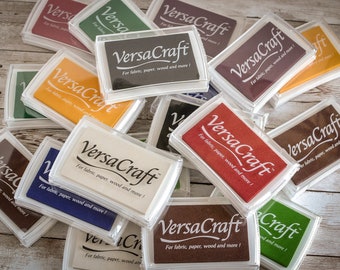 VersaCraft Fabric Ink Pad For Rubber Stamps, Multipurpose Water Based Pigment Ink For Paper Fabric Wood.