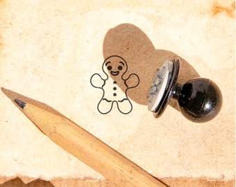 Small Stamp CHRISTMAS GINGERBREAD MAN - Mini Rubber Stamp for Festive and Holiday Crafts