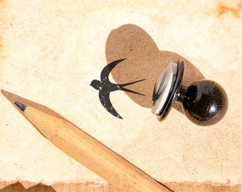 Mini Swallow Rubber Stamp: Graceful Bird Design for Crafts