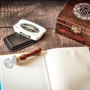 Name Stamp with Monogram With A Wooden Box, Personalized Custom Monogram Stamp, Add a Signature Touch to Your Creations.