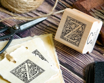 Z Monogram Rubber Stamp: Personalized Stationery, Library Marking