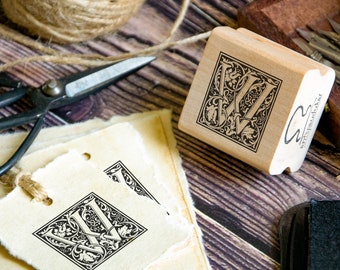 W Monogram Rubber Stamp For Personalized Crafts. And For Your Personal Library To Be Stamped And Marked